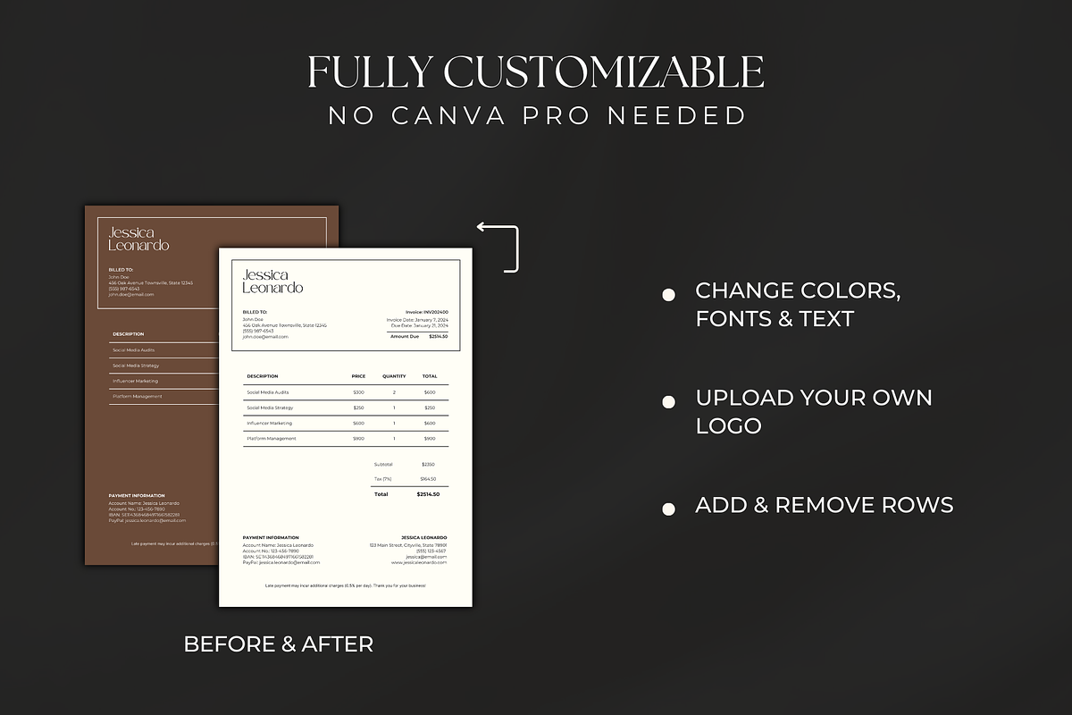 Printable Invoice Template for Canva, a Branding & Logo Template by Meraki Templates (Photo 3 of 8)