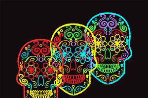 Skulls Vector Neon Color