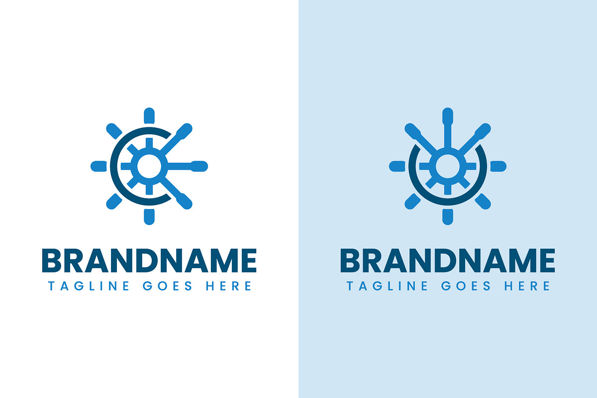 Letter C and U Rudder Ship Logo, a Branding & Logo Template by Pray Art Design Studio