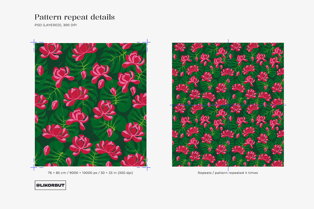 Bold Tropical Floral Pattern, a Pattern Graphic by likorbut (Photo 4 of 15)