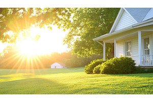 Sunlight streaming across lawn and, a Nature Photo by Lermont51