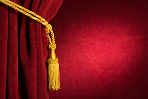 Red theatre curtain containing curtain, curtains, and red