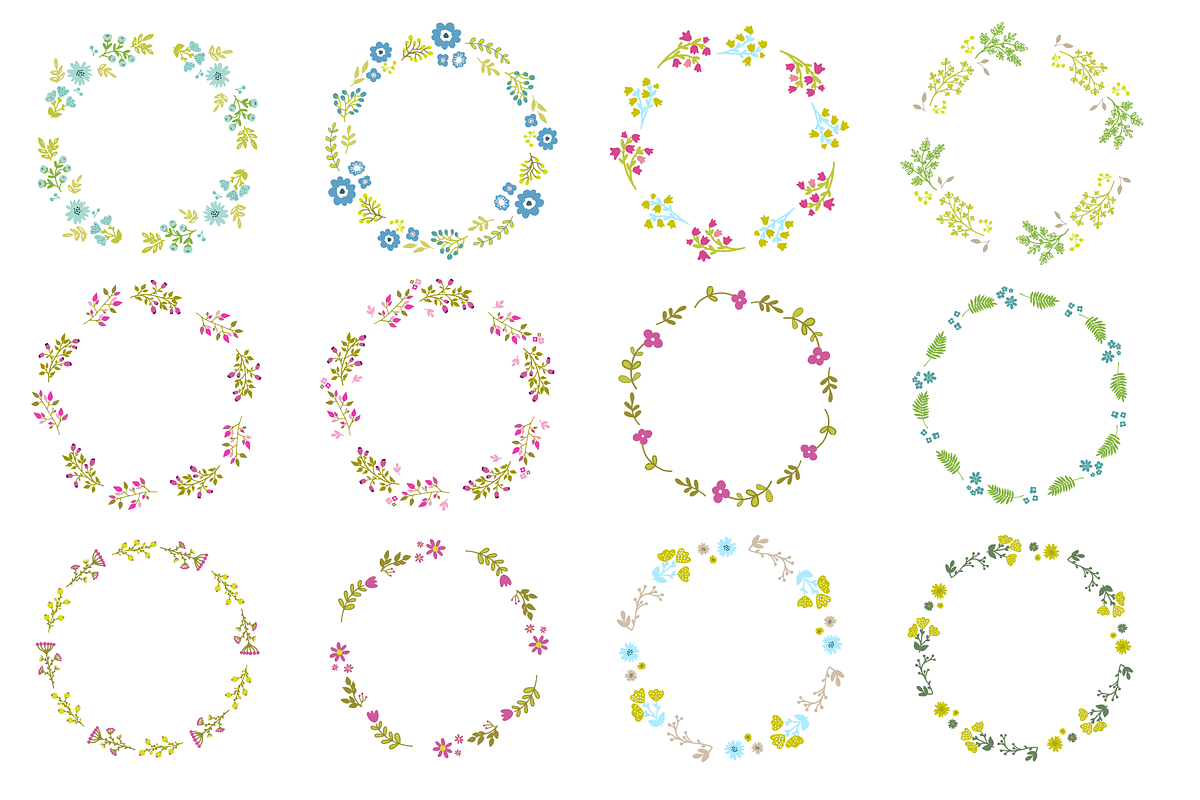 Floral vector AI wreaths and brushes, an Object Graphic by bigmomentsdesign (Photo 4 of 11)