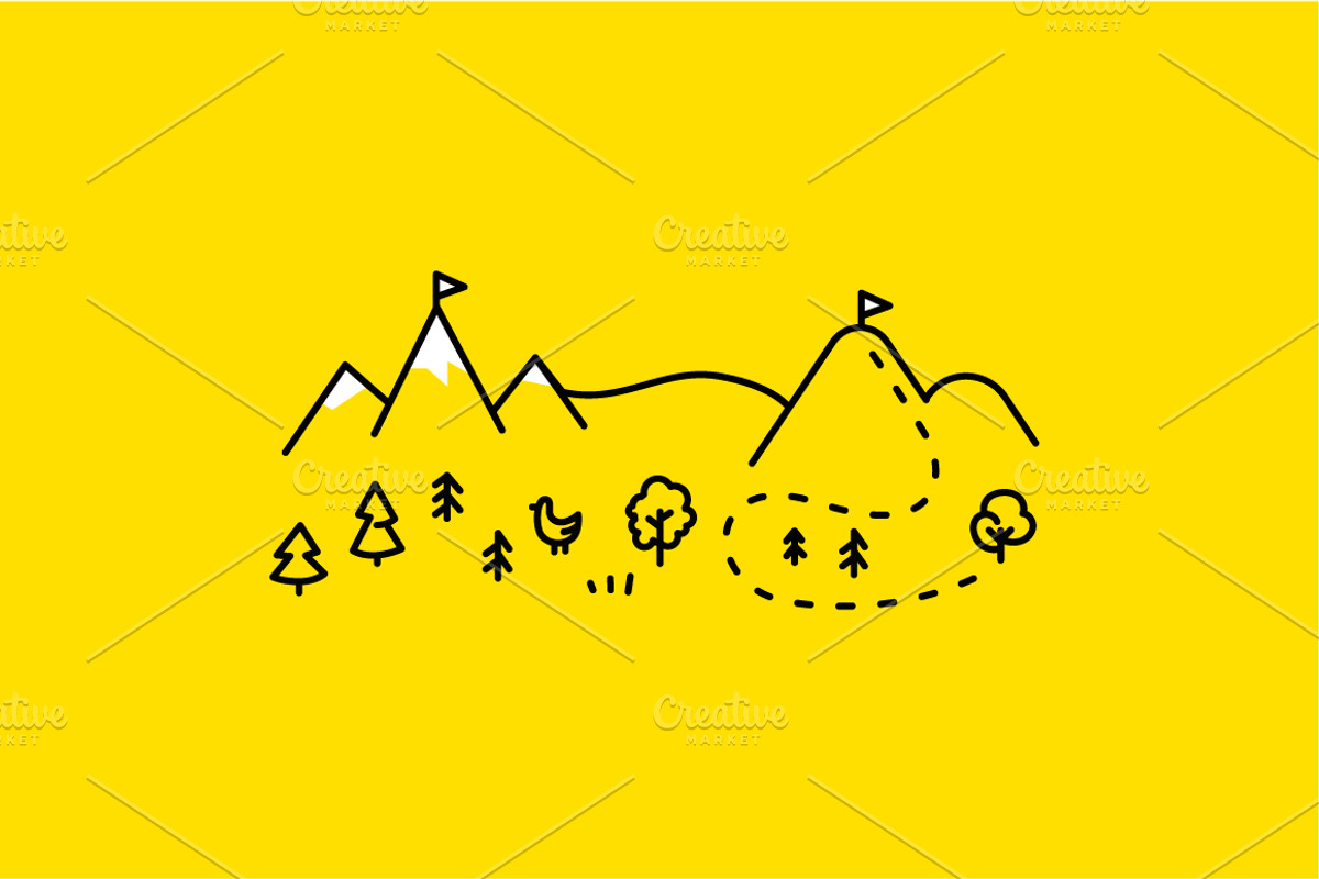 Mountains map, set graphic elements, a Texture Illustration by Ilia Design (Photo 7 of 7)