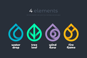 Nature elements. 4 gradient logo