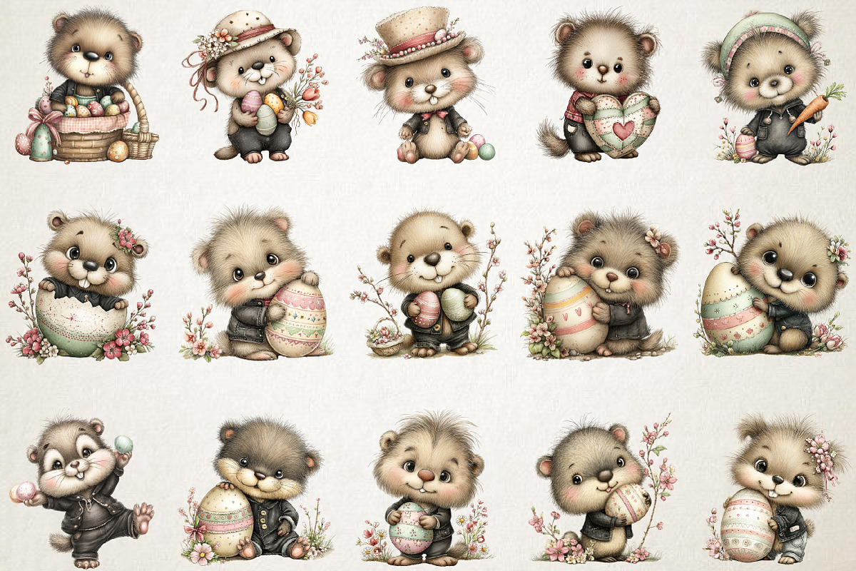 Whimsical Easter Beaver Clipart, an Illustration by RobertsArt (Photo 4 of 5)