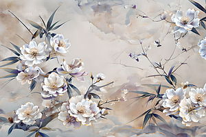 White blooming flowers illustration