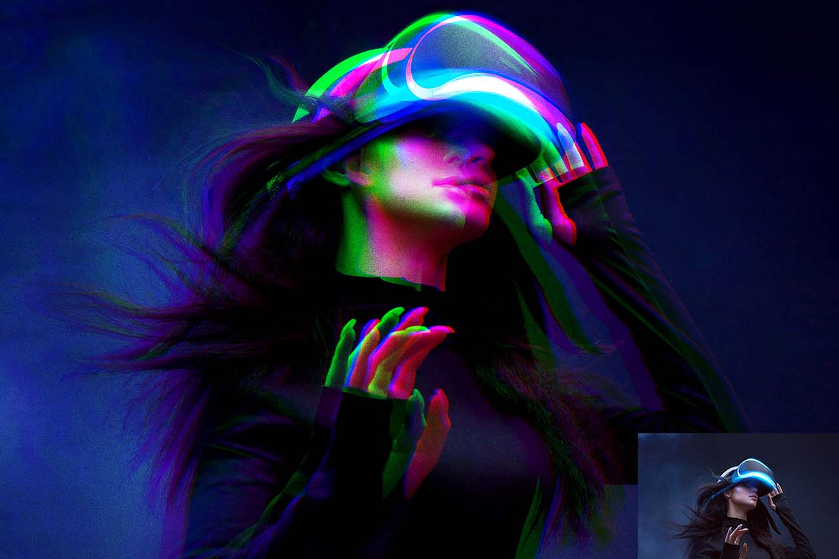 Cyberpunk RGB Analog Photoshop, a Brushes & More by Studio Retouch (Photo 8 of 16)