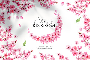 Cherry Blossom Watercolor Clipart