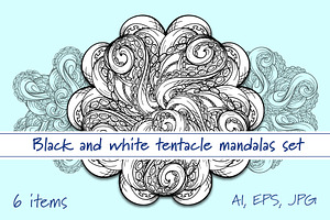Black and white tentacle mandalas se