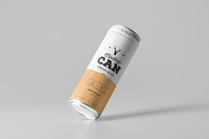 Floating Angled Soda Can Mockup