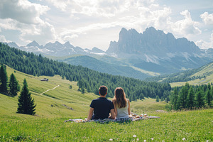 A romantic picnic in the Dolomites, a Photo by Pavel_design