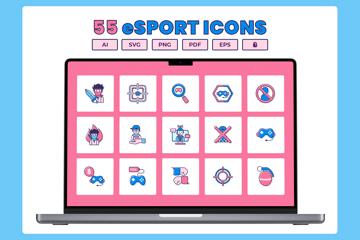 55 Gaming & eSports Icons, an Icon by Flat Icons (Photo 1 of 7)