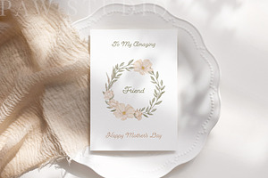 Mother's Day Card Floral Wreath