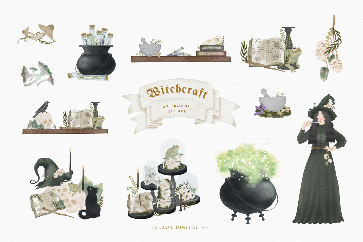 Halloween Witch clipart bundle, an Illustration by Balada Digital Art (Photo 16 of 22)
