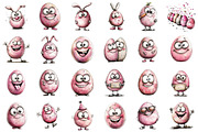 Whimsical Funny Easter Eggs Clipart, an Illustration by designcity5 (Thumbnail 2 of 5)