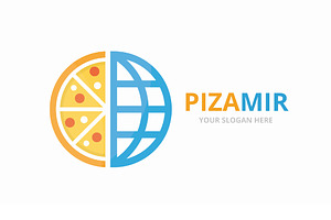 Vector Pizza And Planet Logo