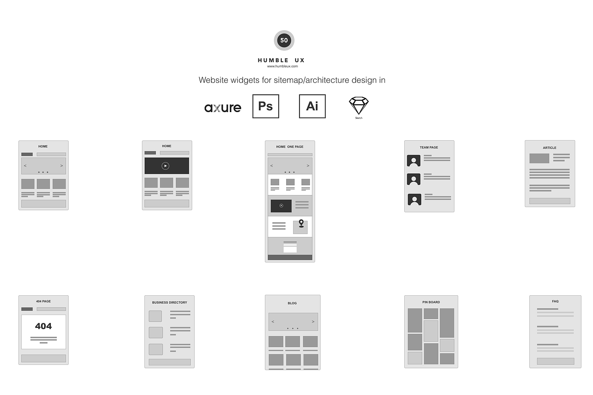 Website sitemap flowchart widgets, a Templates & Theme by Humble UX (Photo 2 of 2)