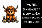Back to School Highland Cow Clipart, an Animal Illustration by Designking (Thumbnail 4 of 5)