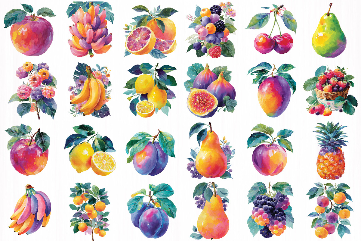 Fruit watercolor clipart set, an Object Illustration by DreamCafeArt (Photo 3 of 6)
