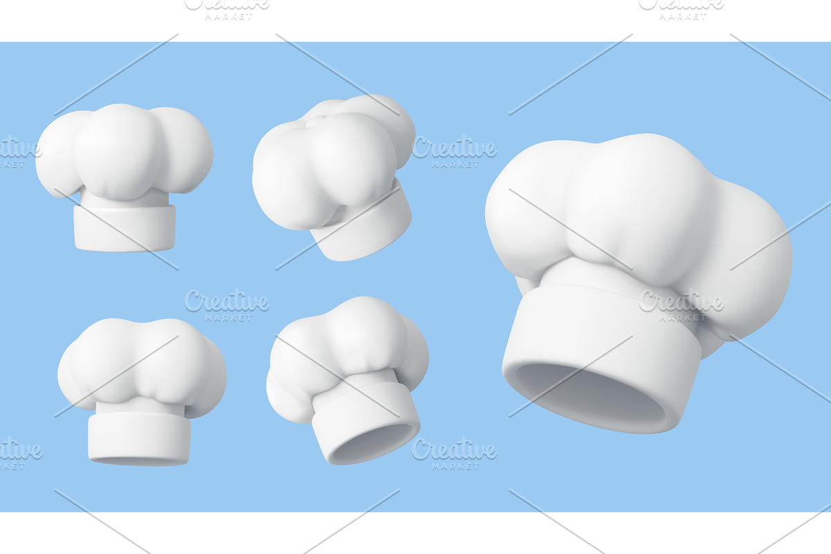 3D chef and baker white toque hats, an Object Illustration by Buch&Bee