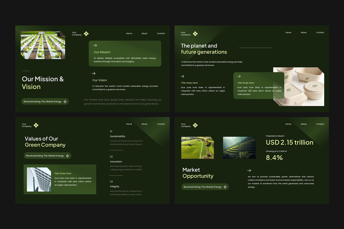 Minimalist Green Energy Company Deck, a Presentation Template by Eklip Studio (Photo 5 of 6)