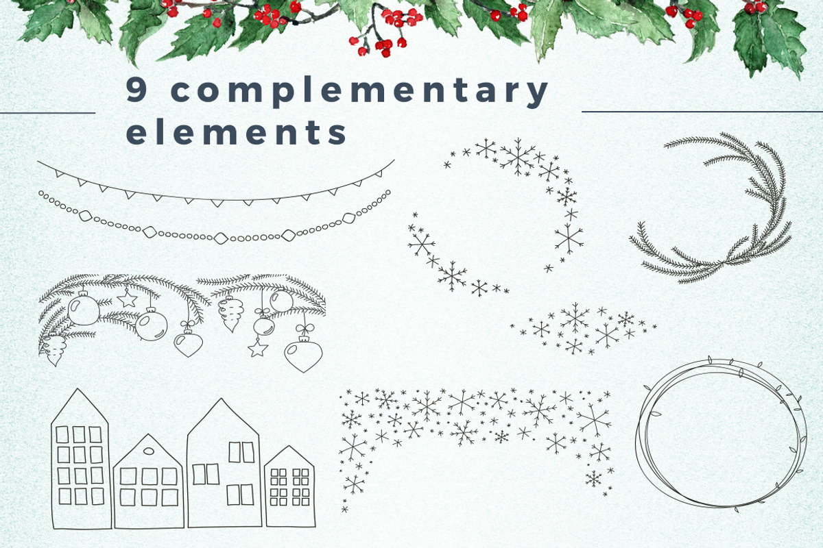 Watercolor Scandinavian Christmas, a Decorative Illustration by WBS Design (Photo 6 of 7)