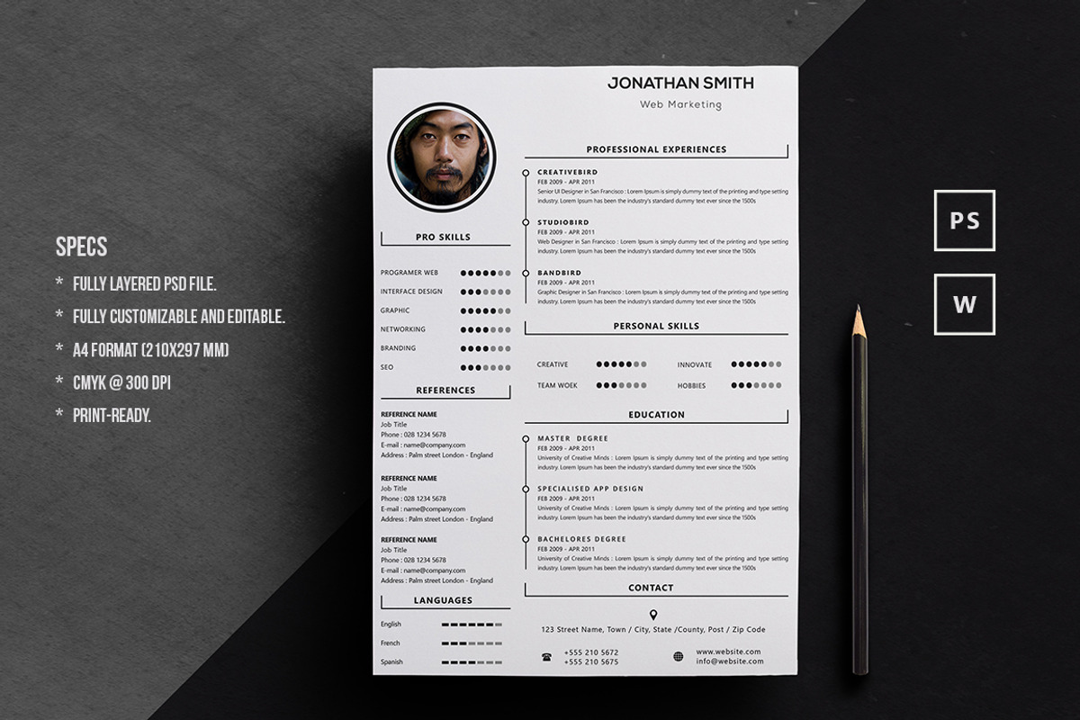 Resume Word Template, a Resume Template by BixBar (Photo 1 of 2)