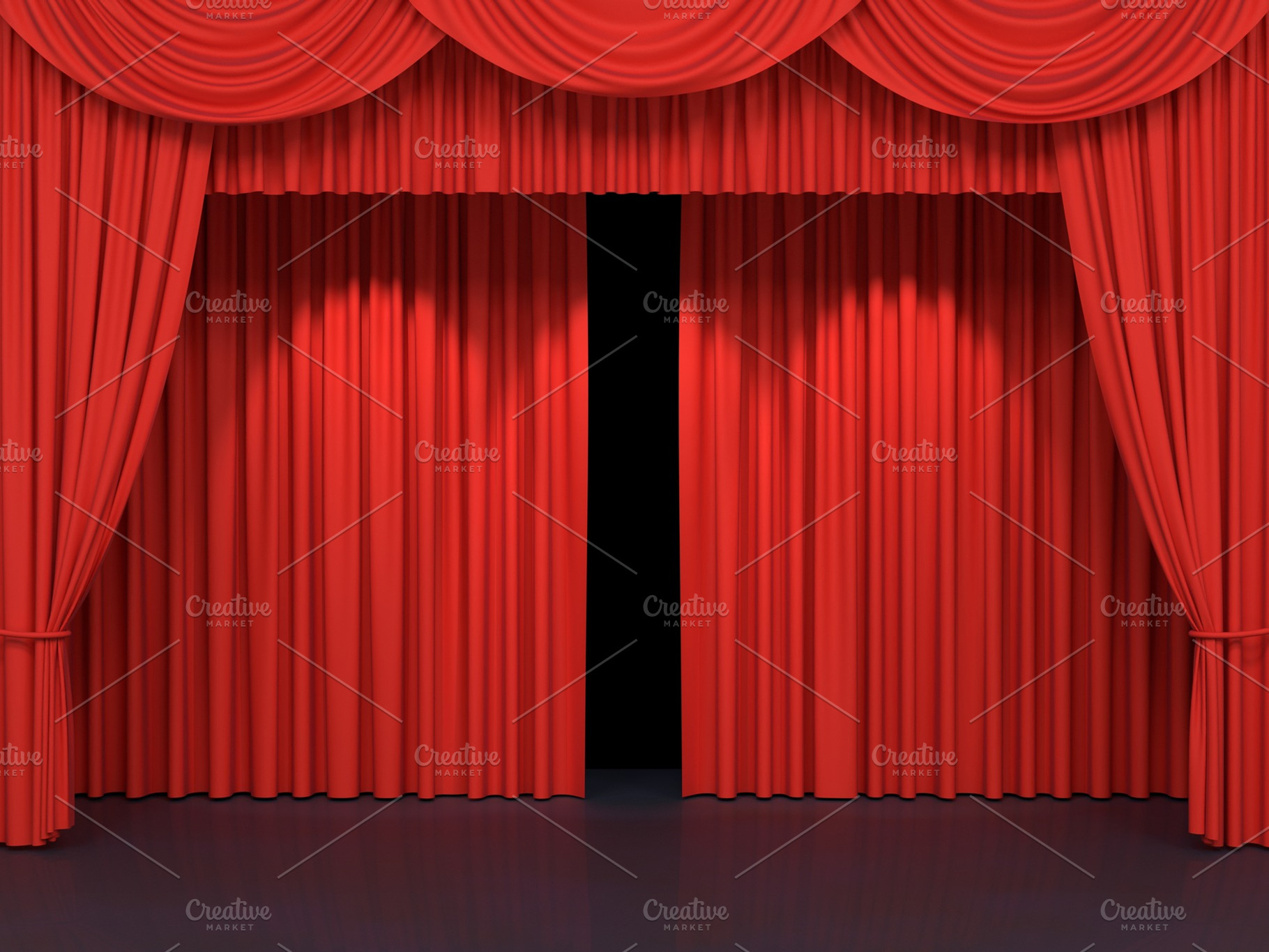 Red stage curtains, a Background Photo by Pakete Art