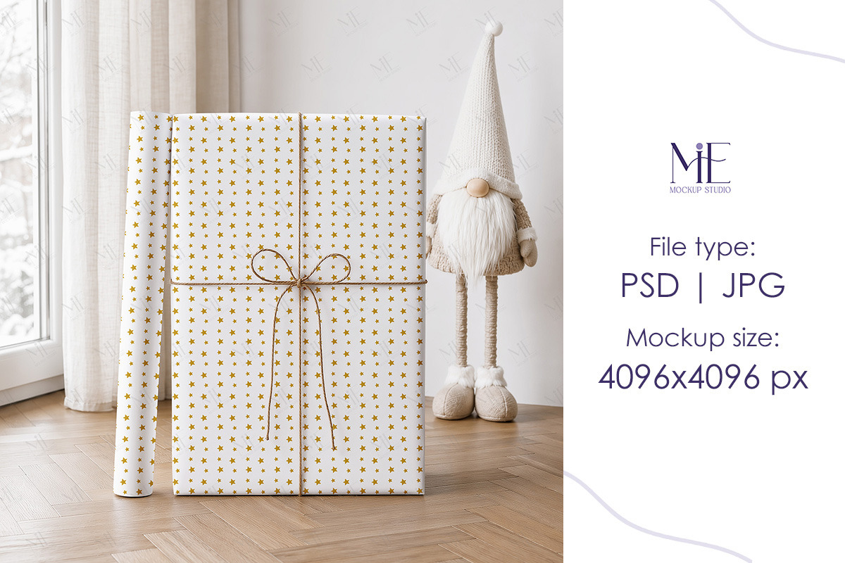 Wrapping Paper Mockup Gift Wrap, a Packaging Mockup by Mie Mockup Studio (Photo 3 of 7)