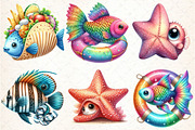 Quirky Whimsical Summer Fishes Clipa, an Illustration by DreamCafeArt (Thumbnail 2 of 7)