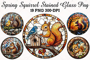 Spring Squirrel Stained Glass PNG, an Illustration by RobertsArt (Thumbnail 1 of 5)