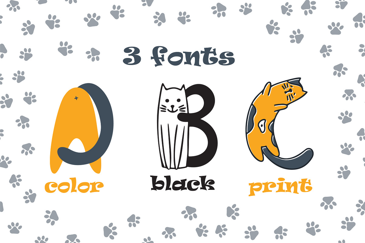 Cats cute OTF color font preview 4