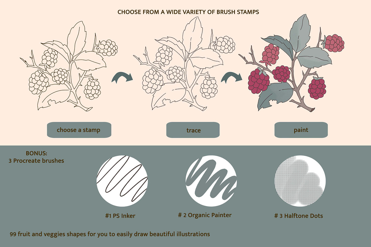 Fruit & Veggies Procreate Stamps, a Brush Add-On by Pink Studio Art (Photo 2 of 8)