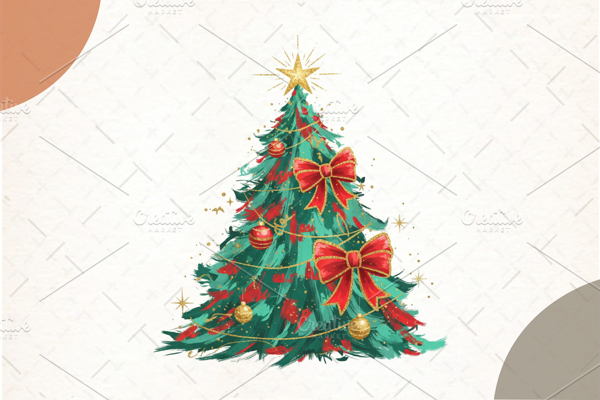 Coquette Glitter Christmas Tree Png, an Illustration by Watercolor design (Photo 1 of 6)