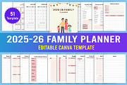 2025-26 Family Planner Canva, a Stationery Template by Designmela01 (Thumbnail 1 of 6)