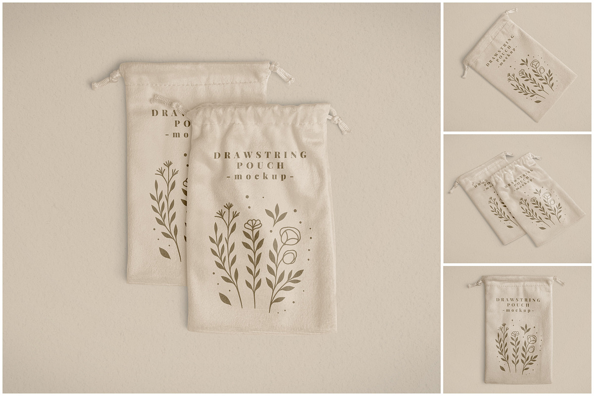 Drawstring Pouch Mockup Set, a Product Mockup by SmokyPixels (Photo 1 of 5)