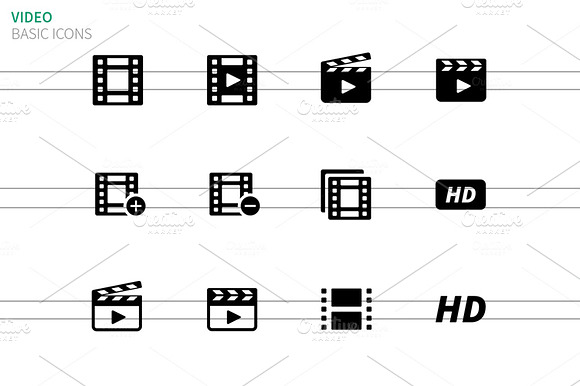 Video Icons On White