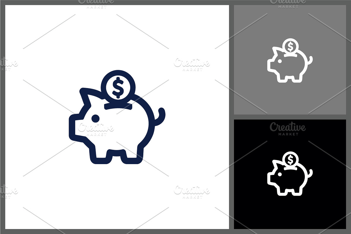 Piggy Bank Icon with Dollar Sign