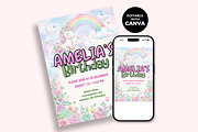 Unicorn Birthday Invitation Template, an Invitation Template by M9 Design (Thumbnail 2 of 4)