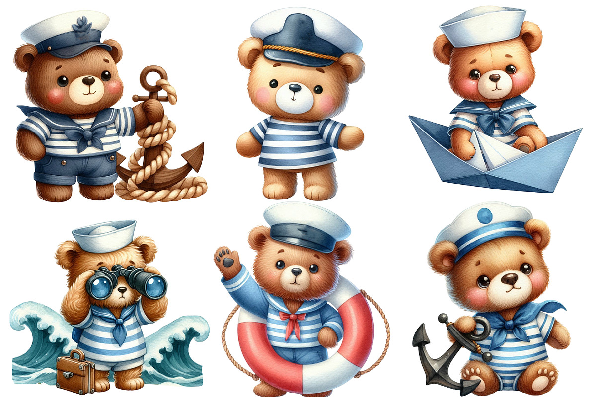 Bear Sailor Clipart, Nautical Clipar, an Illustration by Designworld (Photo 5 of 7)