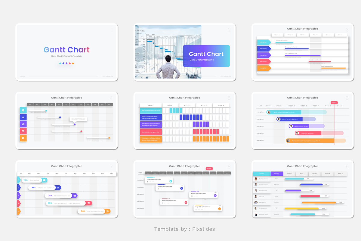 Gantt Chart Infographic Keynote, a Presentation Template by Pixslides (Photo 2 of 4)