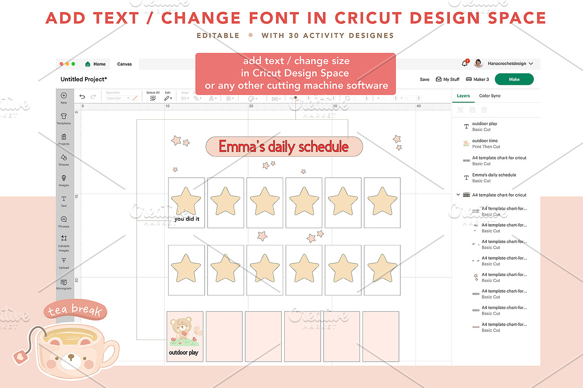 Teddy Bear timetable for kids, a Design Template by hanacrochetdesign (Photo 5 of 9)