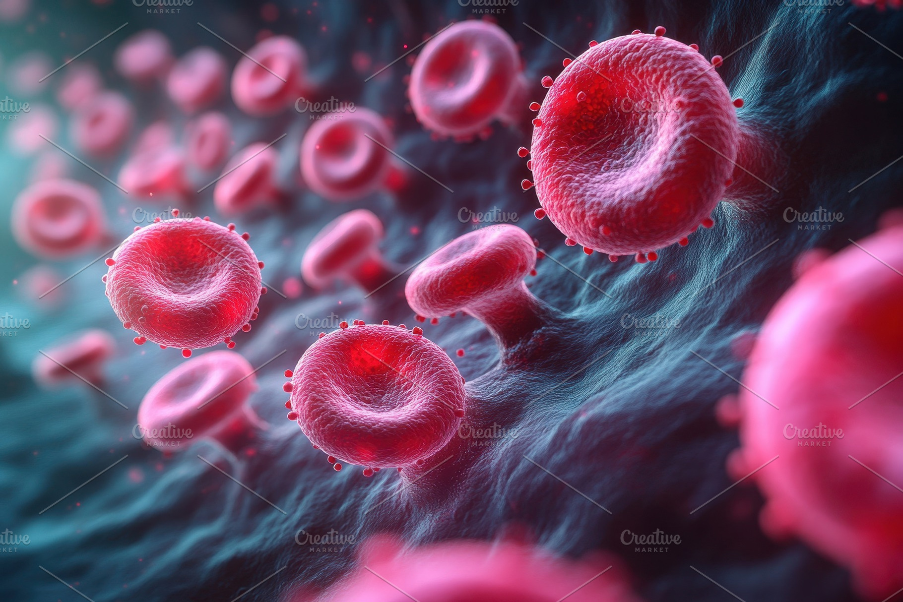 Microscopic view of red blood cells, a Photo by Tanuart