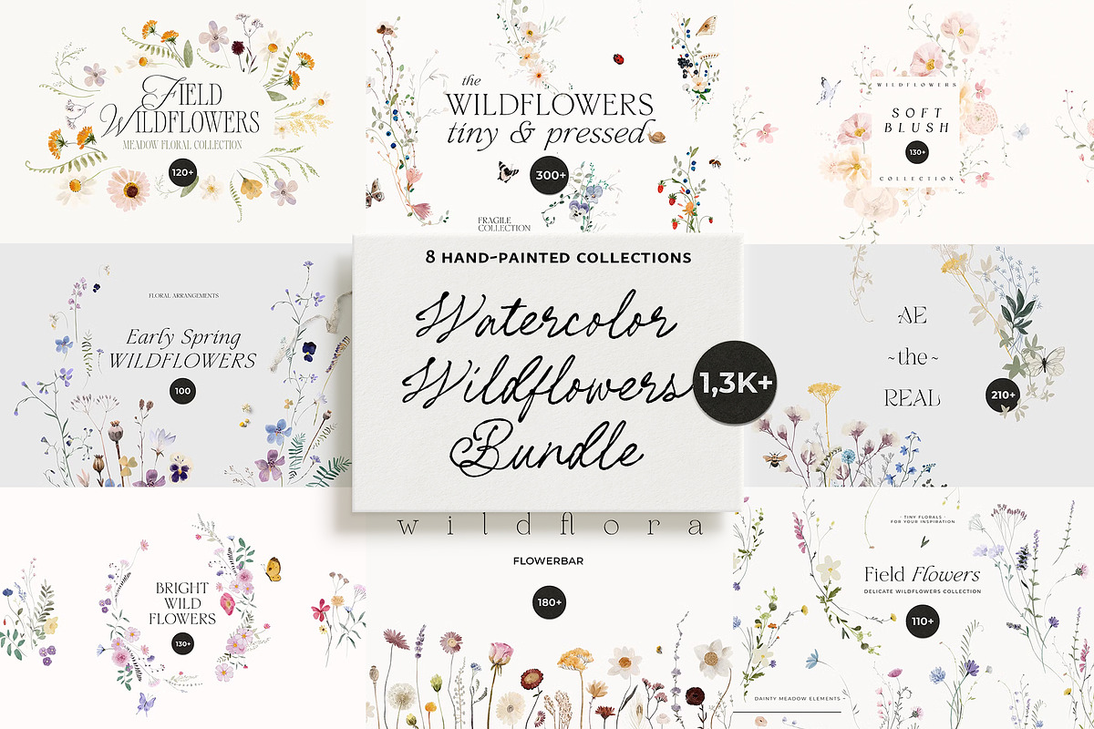 Watercolor Wildflowers Bundle, a Decorative Illustration by Lana Elanor (Photo 1 of 9)