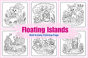 Floating Islands Coloring Pages, a Decorative Illustration by Coco Bloom (Thumbnail 1 of 3)