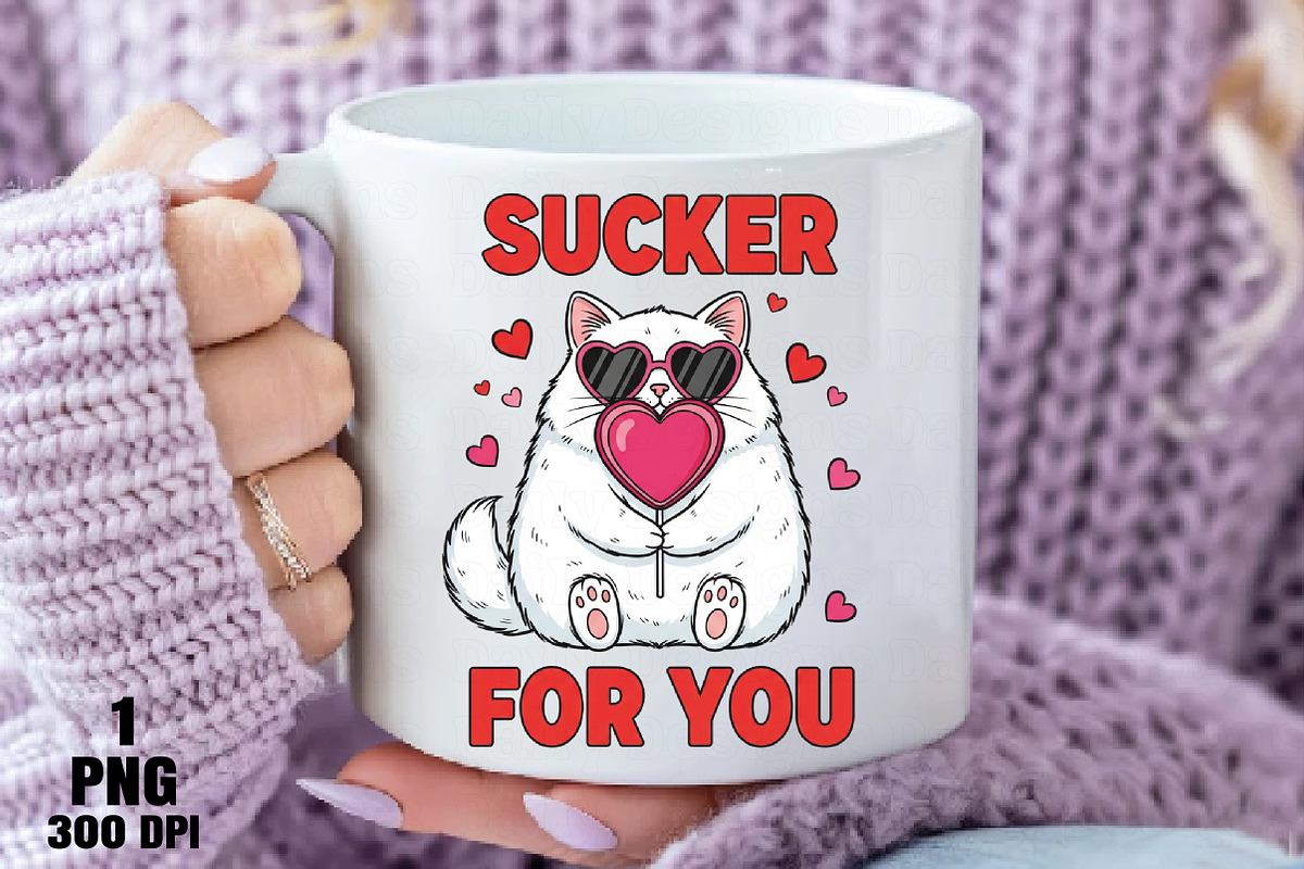 Funny Cat Valentine Sucker PNG, an Illustration by Daily.Designs (Photo 5 of 5)