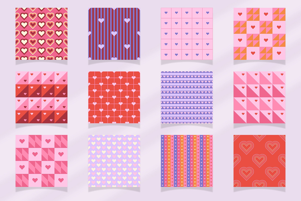 Geometric & Hearts Patterns, a Pattern Graphic by Enia Grace (Photo 5 of 16)