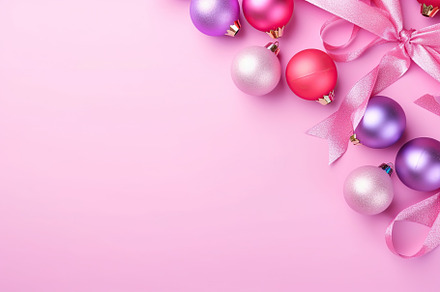 Christmas holiday balls on pink background, a Holiday Photo by AlyaAnd