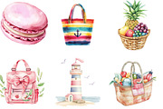 Preppy Summer Coastal Girl Clipart, an Illustration by Designking (Thumbnail 2 of 5)